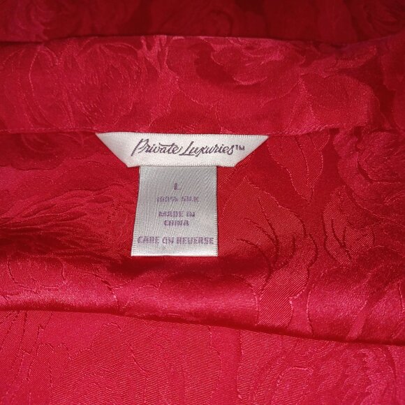 Private Luxuries 100% Silk Chemise Slip Dress Red Rose Women L Romantic Feminine - Picture 4 of 5